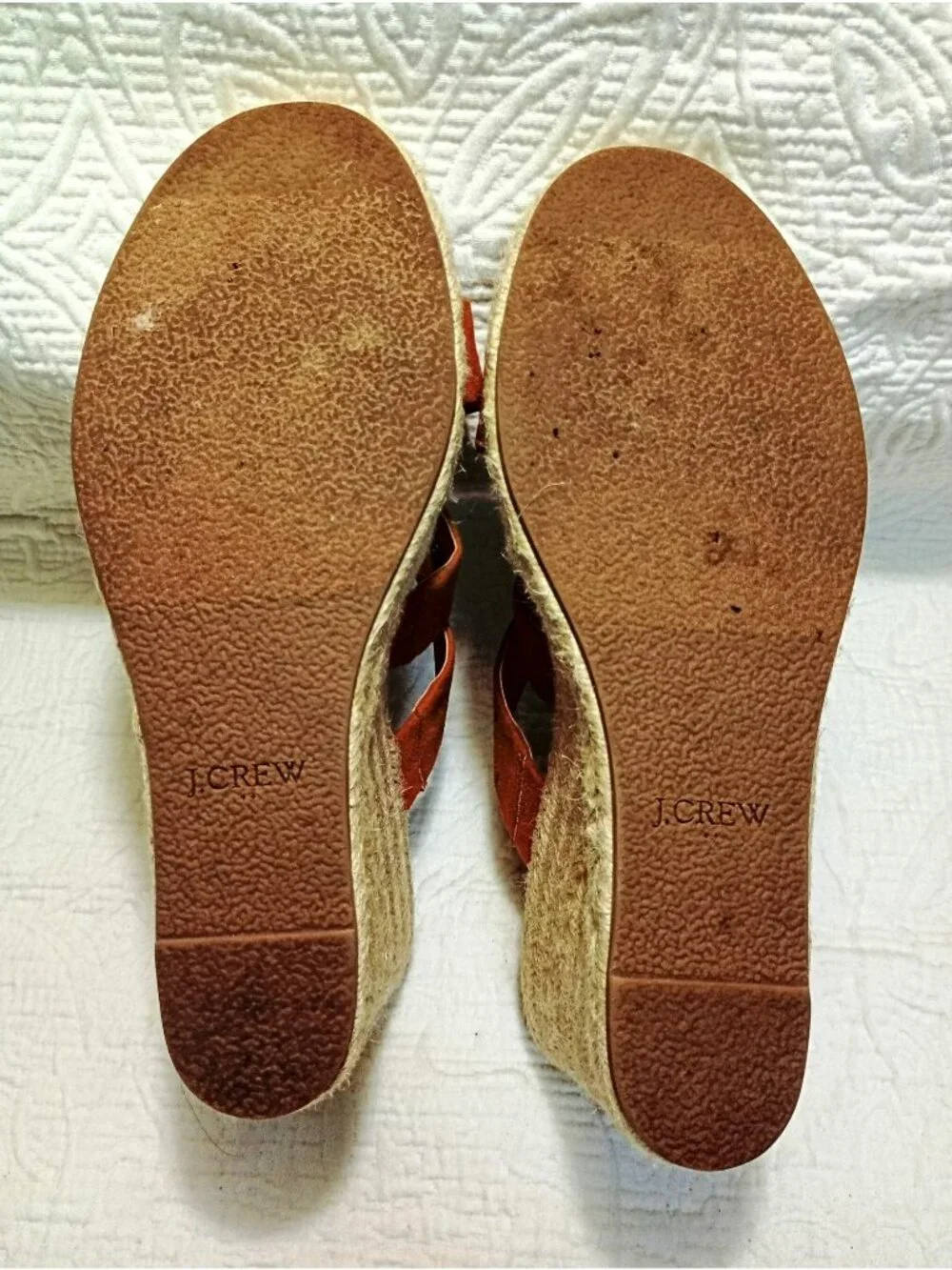 J.Crew Womens Tan Suede Espadrille Platform Wedge Sandals Size 8.5 Textile Upper